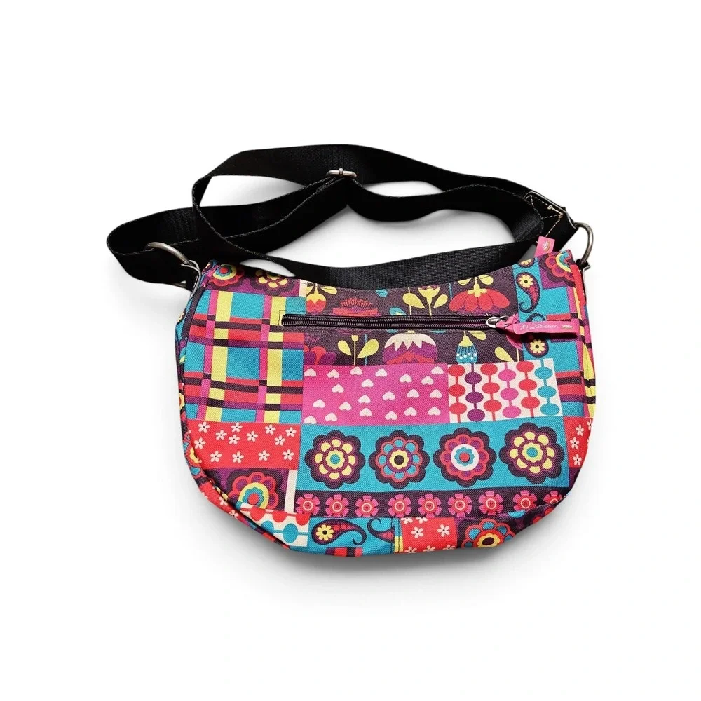 Lily Bloom Crossbody Bag Multi Color Floral Patchwork Recycled Fabric Messenger